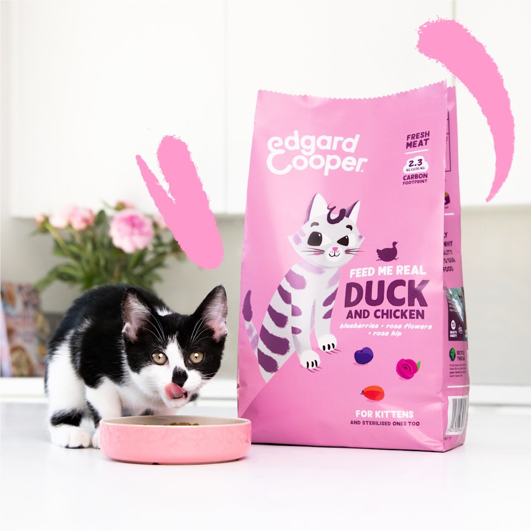 Edgard & Cooper - Kitten Fresh Free-Run Duck and Free-Range Chicken with blueberries, roseflowers and rosehip - Dierenshop Lady